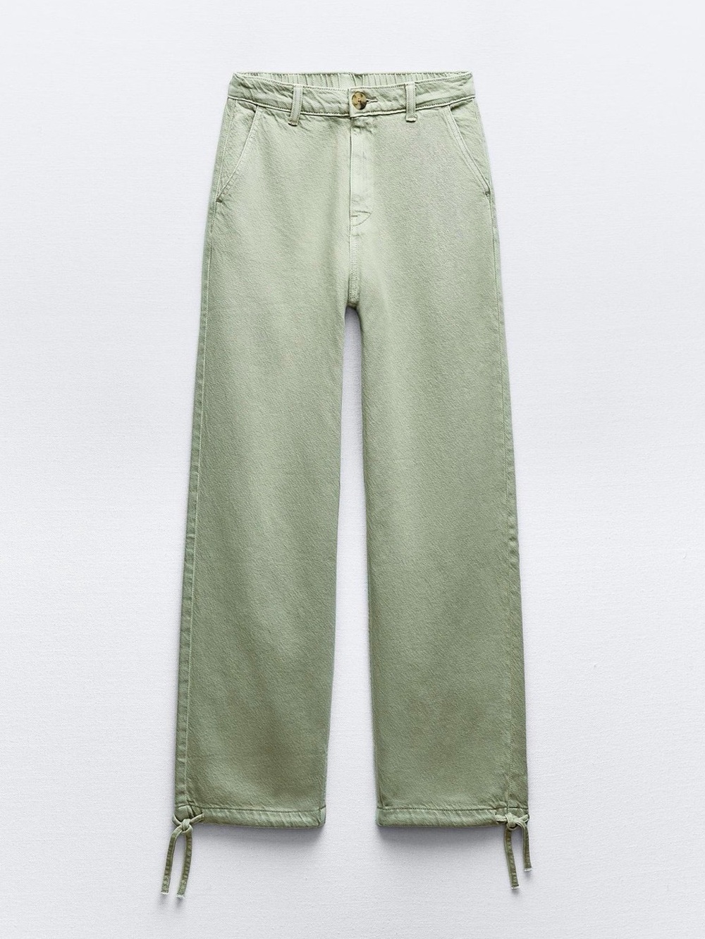 Zara Light Sage Green Straight-Leg Jeans
